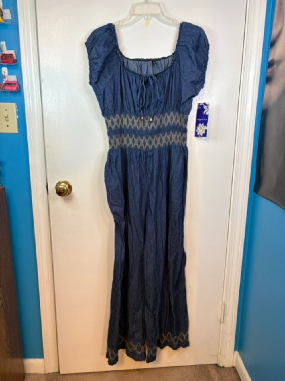 Indigo and Lace Denim style jumpsuit